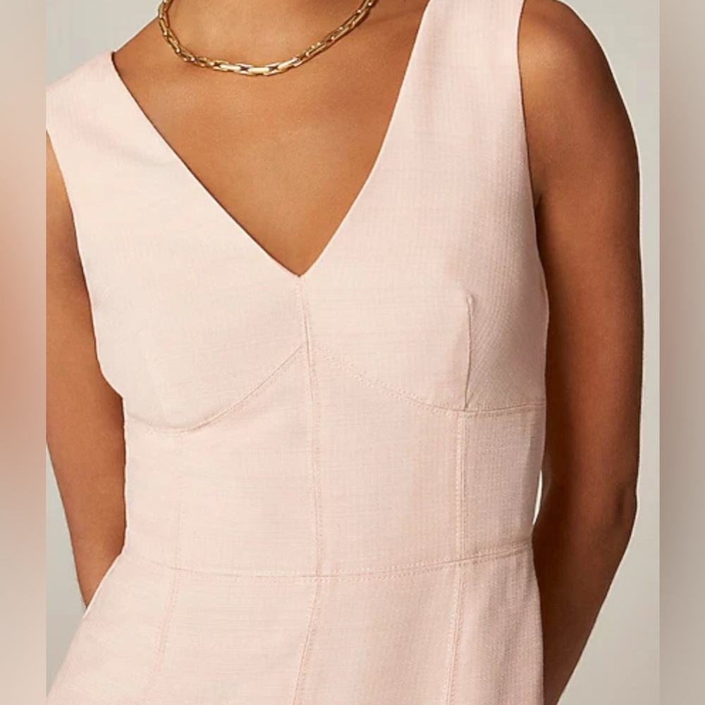 J. Crew Seamed Sheath Dress Pale Pink Pencil Fit | V-Neck | Sz. 16 | NEW $248 - Picture 4 of 7